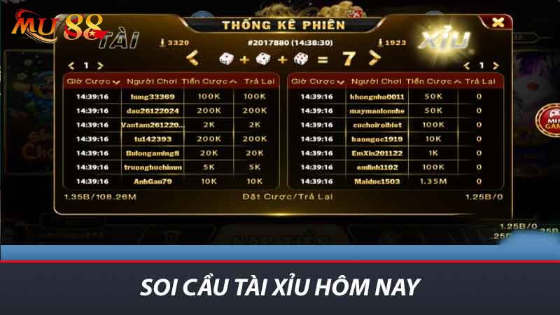 Soi cầu Tài Xỉu hôm nay